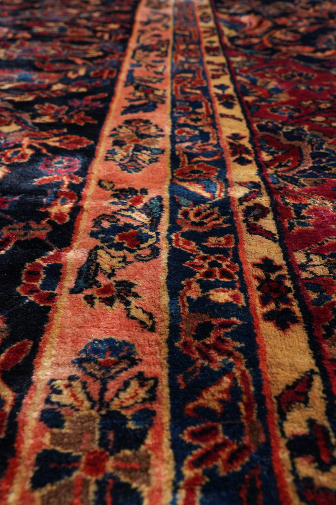 12.7 x 19.5 Genuine Antique Persian Rug Burgundy Blue 1930's #PIX-231