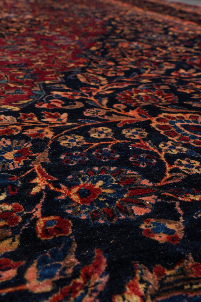 12.7 x 19.5 Genuine Antique Persian Rug Burgundy Blue 1930's #PIX-231