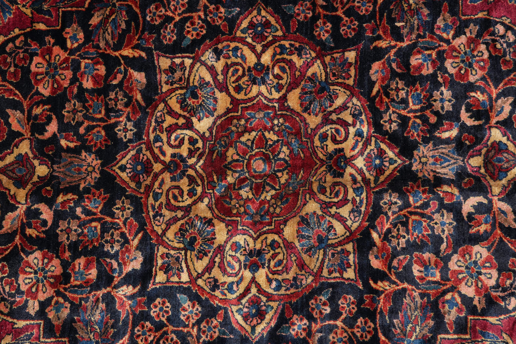 12.7 x 19.5 Genuine Antique Persian Rug Burgundy Blue 1930's #PIX-231