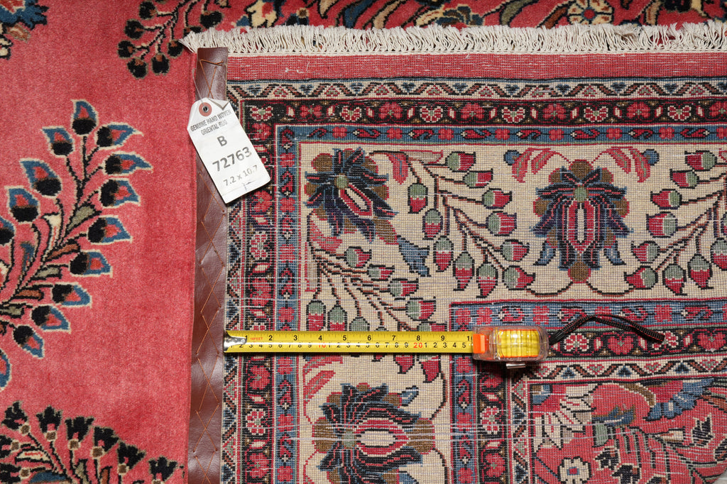 7 x 10.7 Salmon Fine Persian Sarouk Rug #B-72763