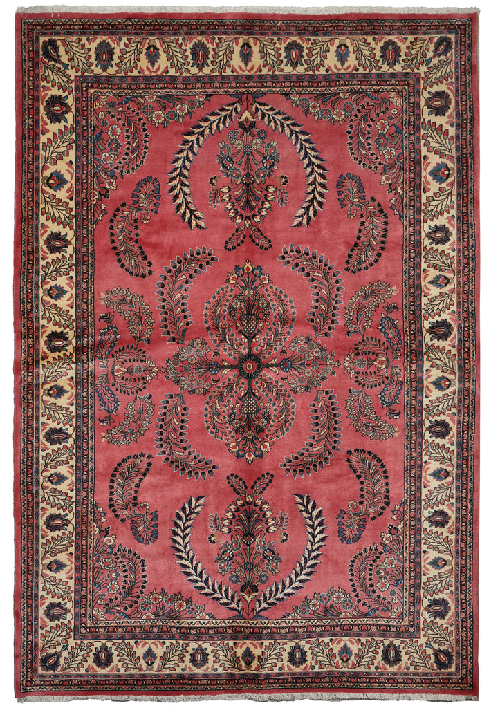 7 x 10.7 Salmon Fine Persian Sarouk Rug #B-72763