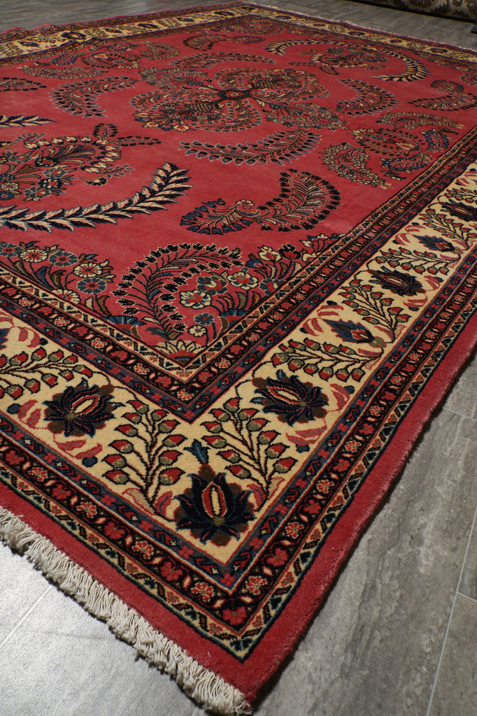 7 x 10.7 Salmon Fine Persian Sarouk Rug #B-72763