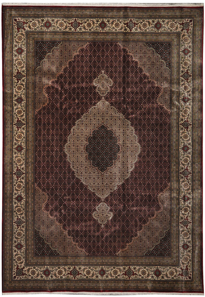 Decorative rug with intricate patterns on a plain background