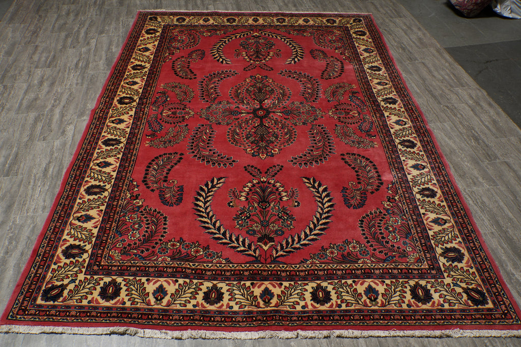 7 x 10.7 Salmon Fine Persian Sarouk Rug #B-72763