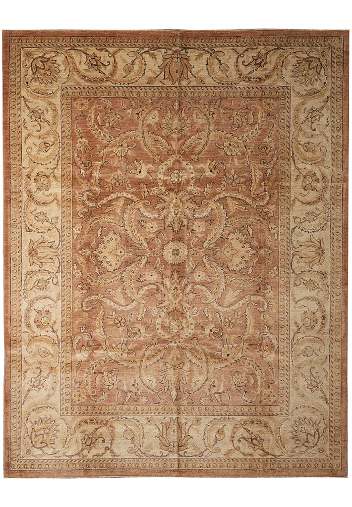 9.2 x 11.5 Neutral Cinnamon Coffee Brown Chobi Peshawar Great Rug #F-4183