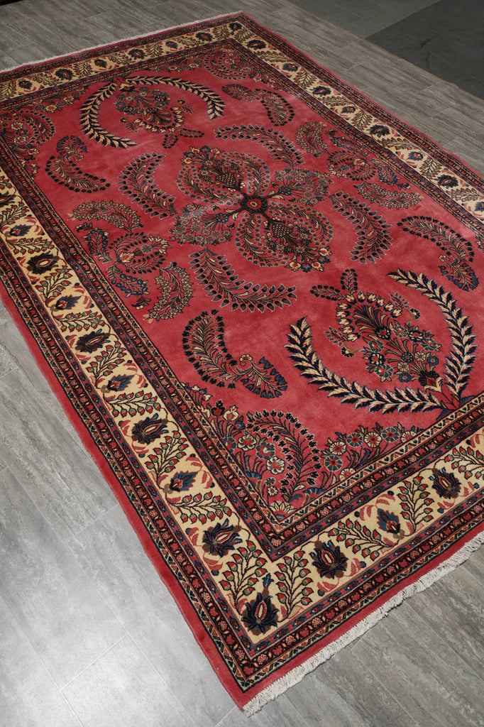 7 x 10.7 Salmon Fine Persian Sarouk Rug #B-72763