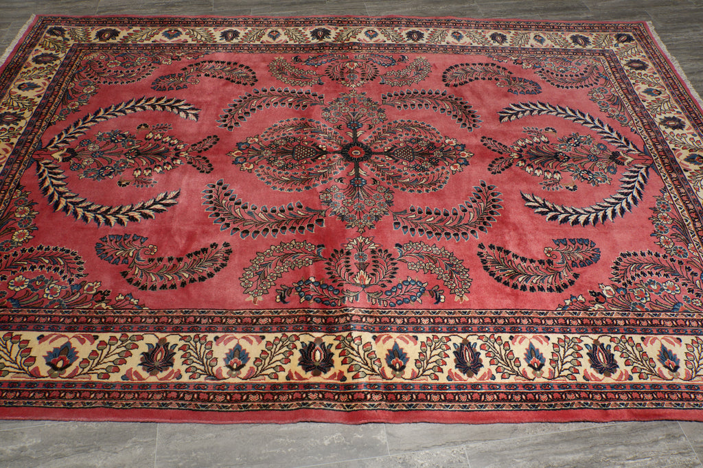 7 x 10.7 Salmon Fine Persian Sarouk Rug #B-72763