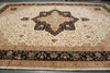 Load image into Gallery viewer, 12.2 x 18 Quality Wool and Silk Handmade Rug Ivory Black #F-4493