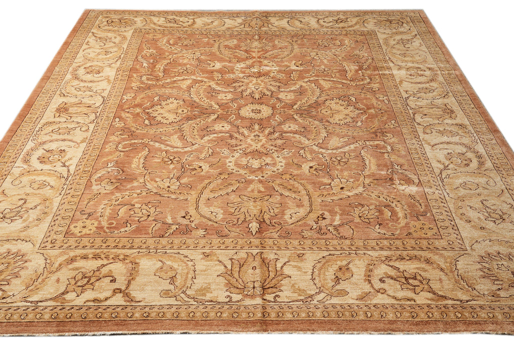 9.2 x 11.5 Neutral Cinnamon Coffee Brown Chobi Peshawar Great Rug #F-4183