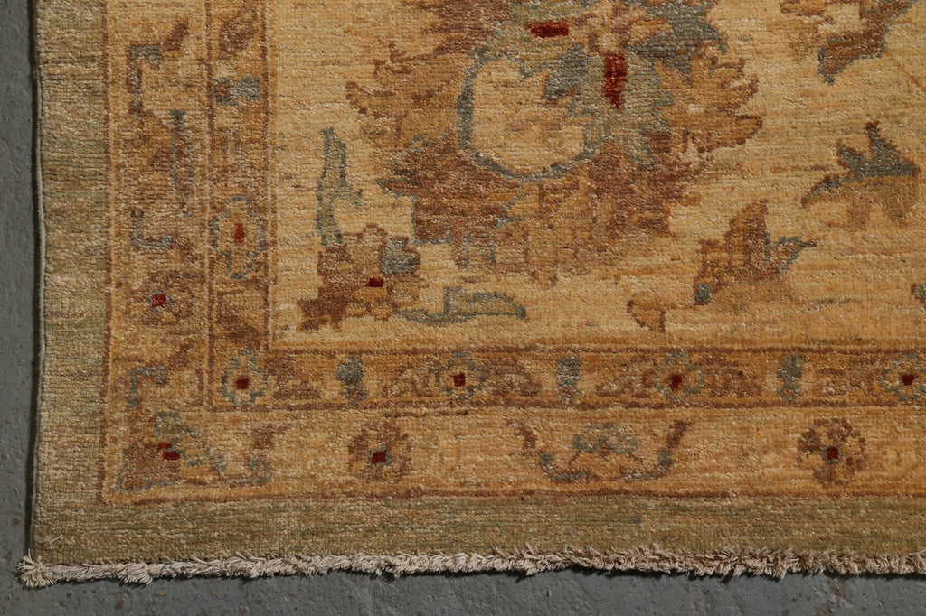 14 x 15.9 Light Green Chobi Peshawar Quality Natural Wool Rug #PIX-15431