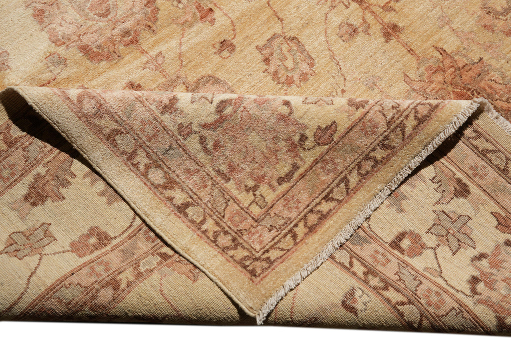 9 x 12.5 Golden Handmade Rug Chobi Peshawar Zigler #F-4184