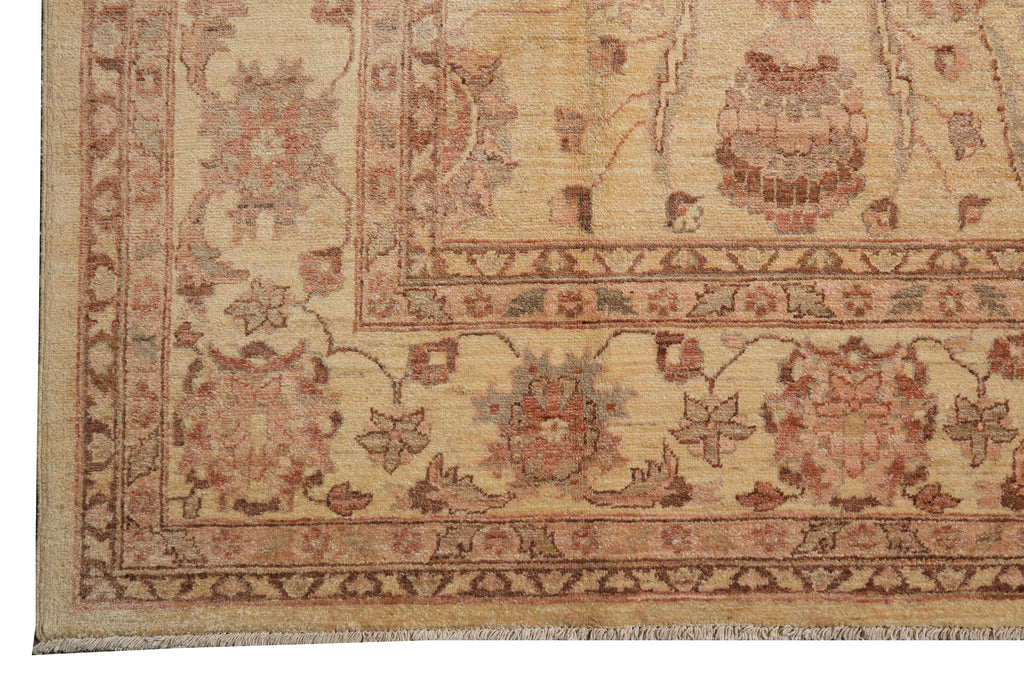 9 x 12.5 Golden Handmade Rug Chobi Peshawar Zigler #F-4184