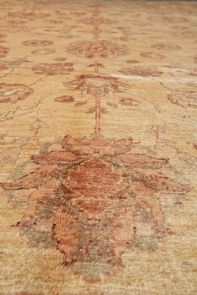 9 x 12.5 Golden Handmade Rug Chobi Peshawar Zigler #F-4184