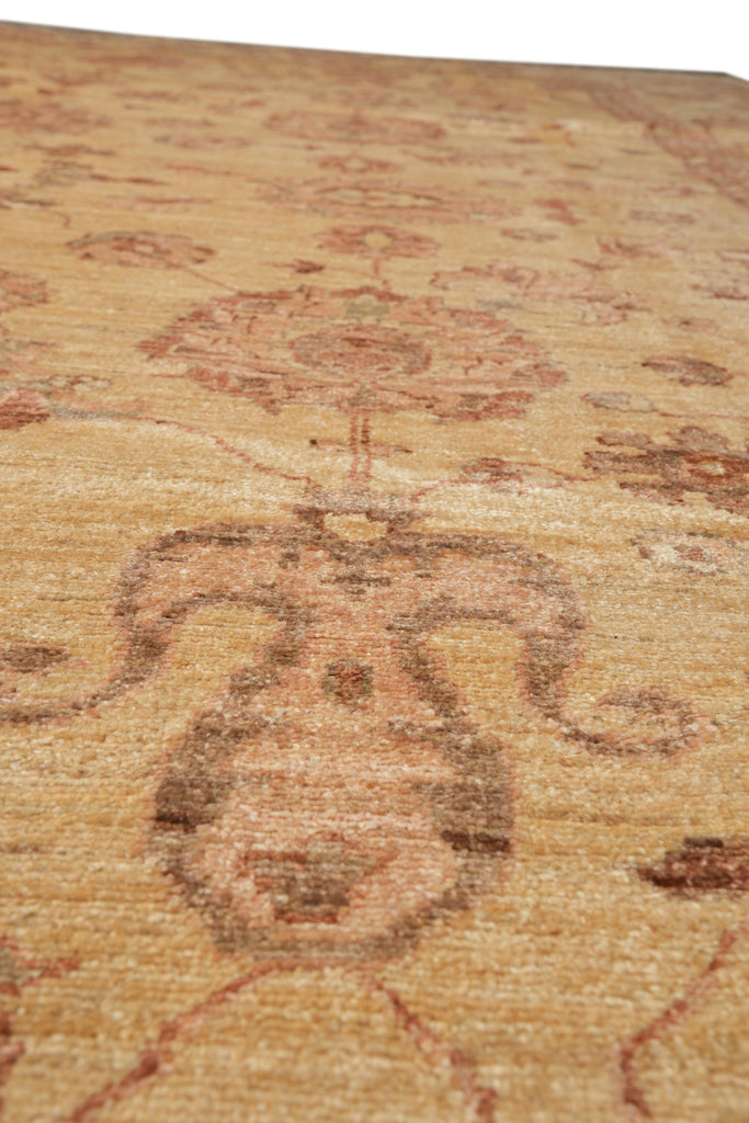 9 x 12.5 Golden Handmade Rug Chobi Peshawar Zigler #F-4184