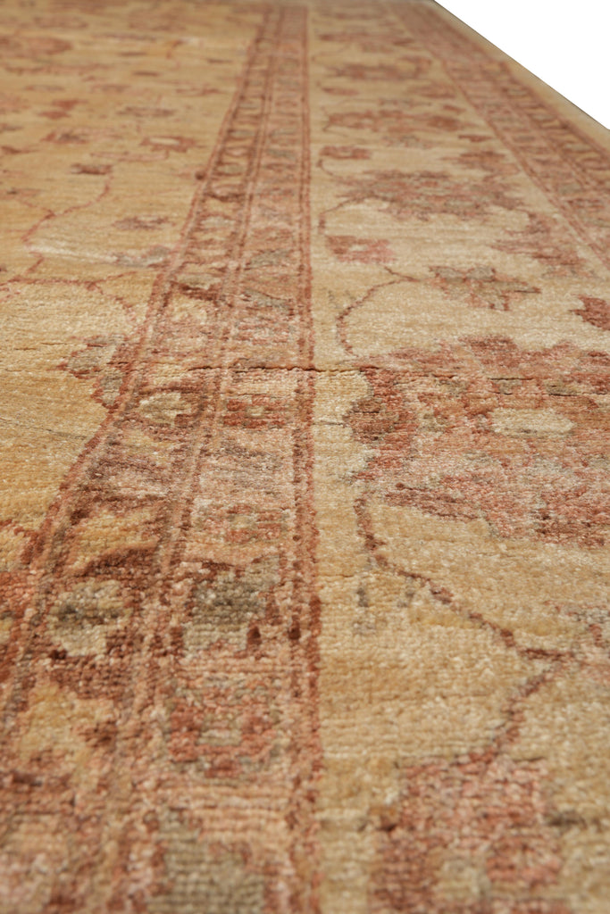 9 x 12.5 Golden Handmade Rug Chobi Peshawar Zigler #F-4184