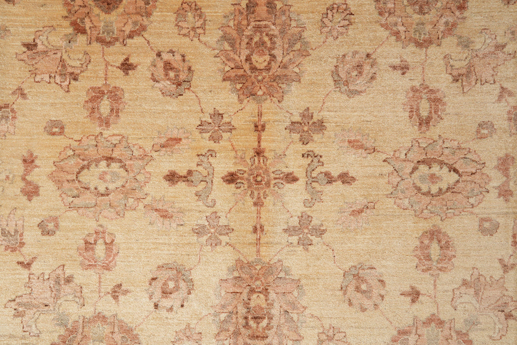 9 x 12.5 Golden Handmade Rug Chobi Peshawar Zigler #F-4184