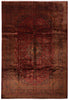 Load image into Gallery viewer, Vintage-style rug with intricate patterns in brown and red tones