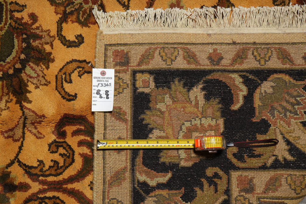 8 x 8 Feet Square Handmade Rug Overdyed Gold #F-3365