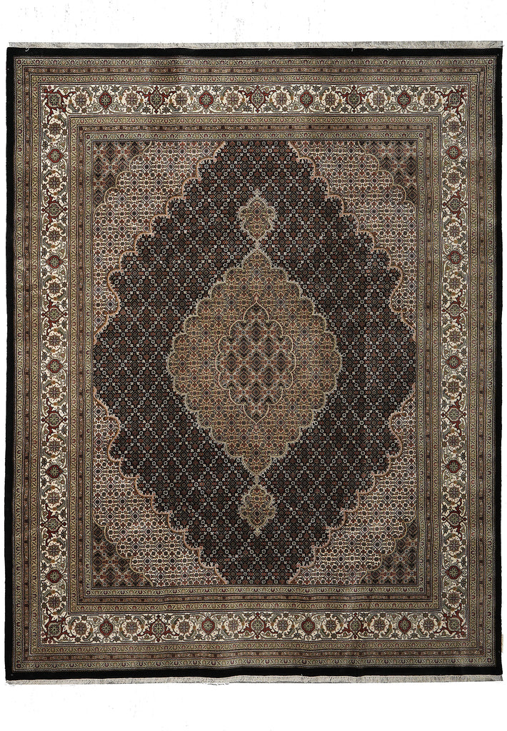 Decorative rug with intricate pattern on a plain background