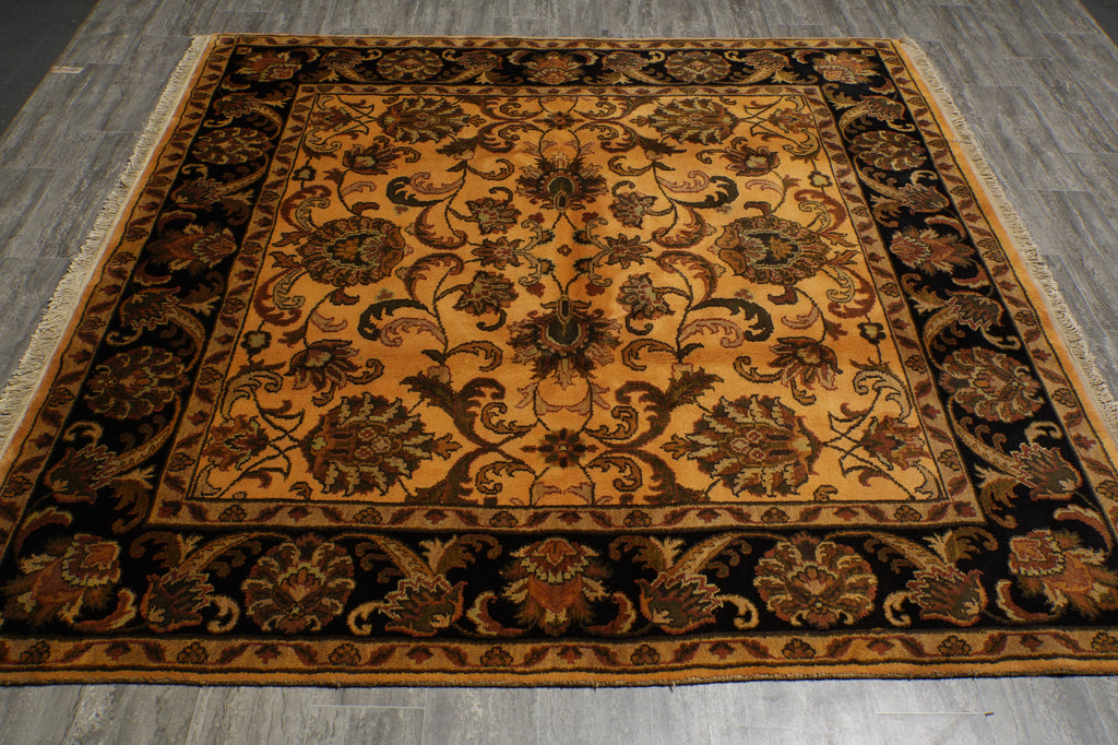 8 x 8 Feet Square Handmade Rug Overdyed Gold #F-3365