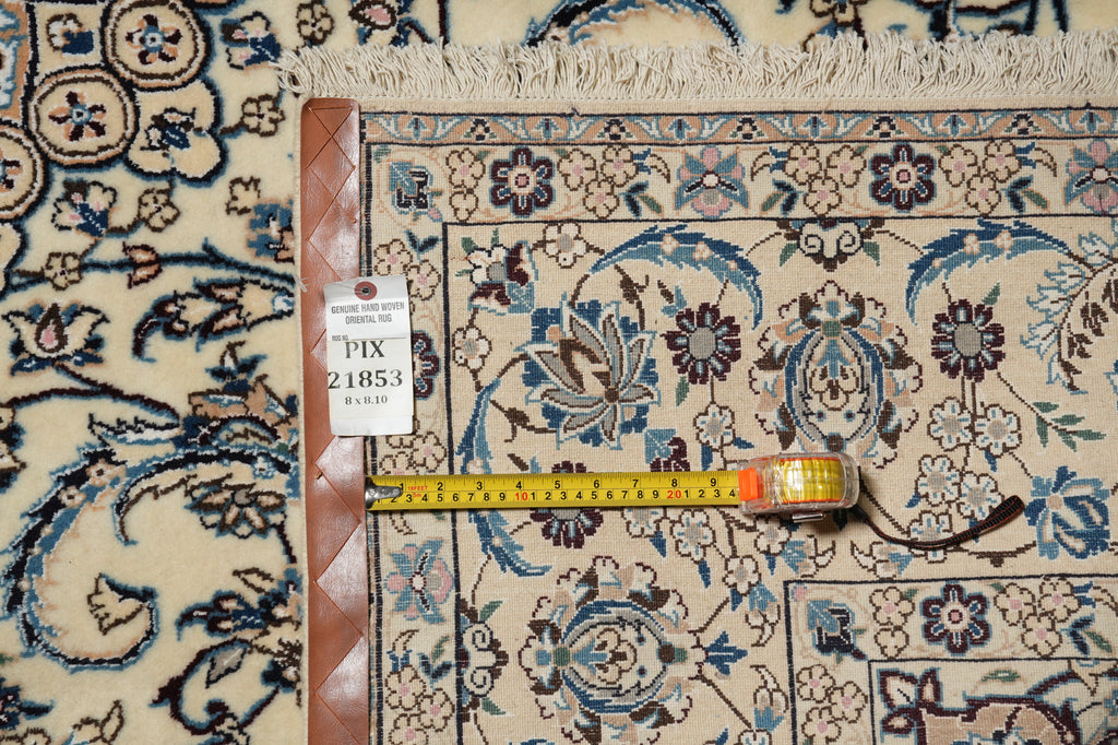 8 x 9 Squarish  Wool and Silk Persian High End Signed Nain Rug #PIX-21853
