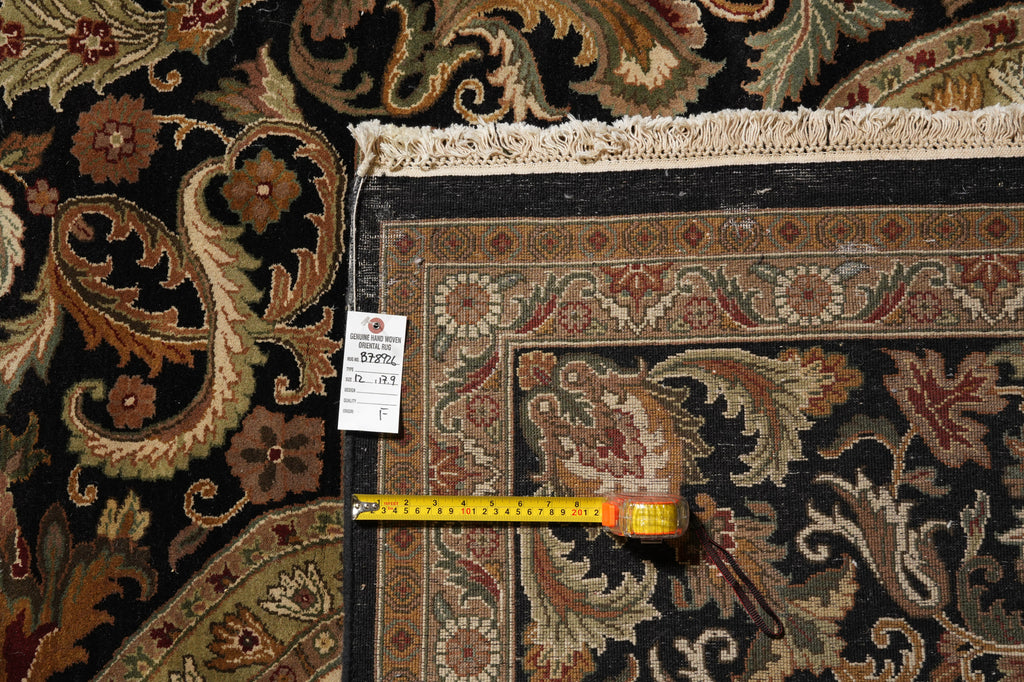 12 x 17.9 Quality Handmade Jaipur Rug Black #B-78926