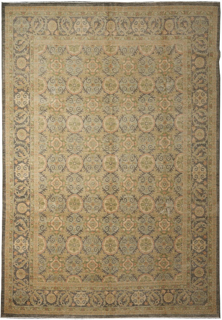 9 x 12.4 Neutral Autumn detailed New Handmade Chobi Peshawar Carpet #F-4186