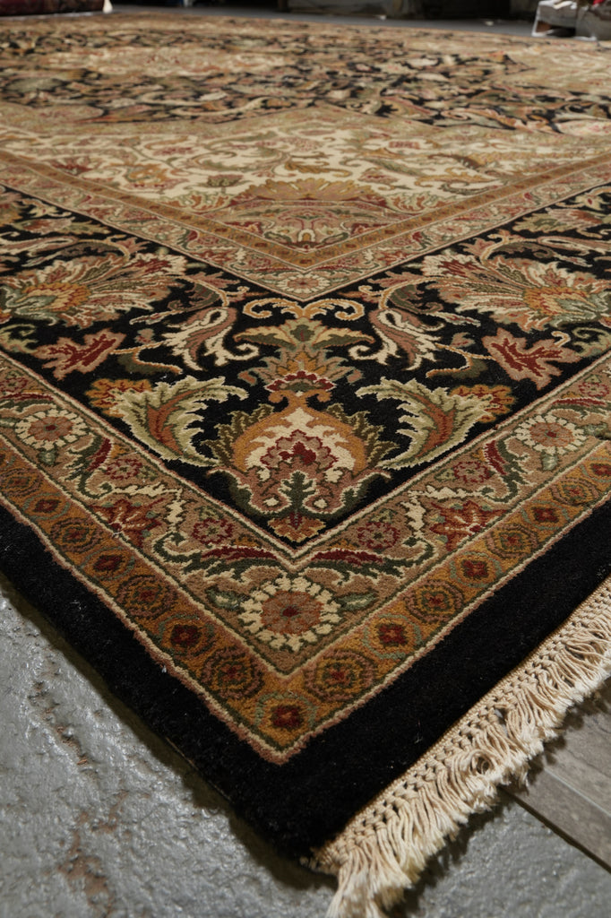 12 x 17.9 Quality Handmade Jaipur Rug Black #B-78926