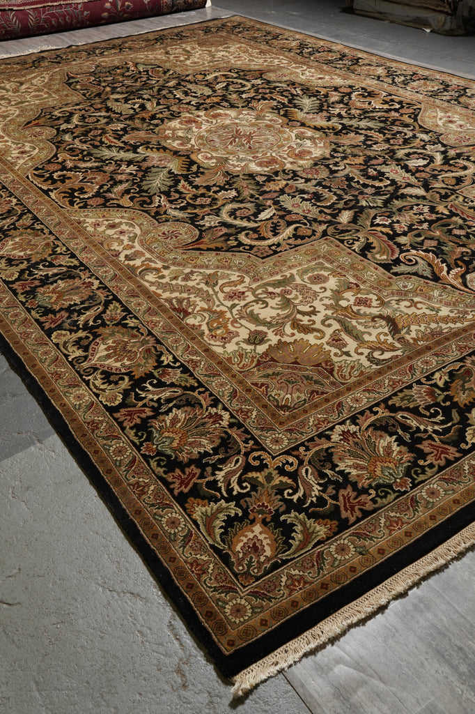 12 x 17.9 Quality Handmade Jaipur Rug Black #B-78926