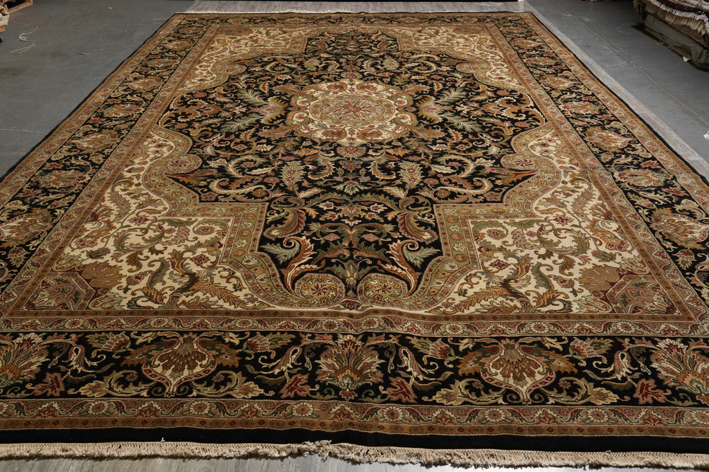 12 x 17.9 Quality Handmade Jaipur Rug Black #B-78926