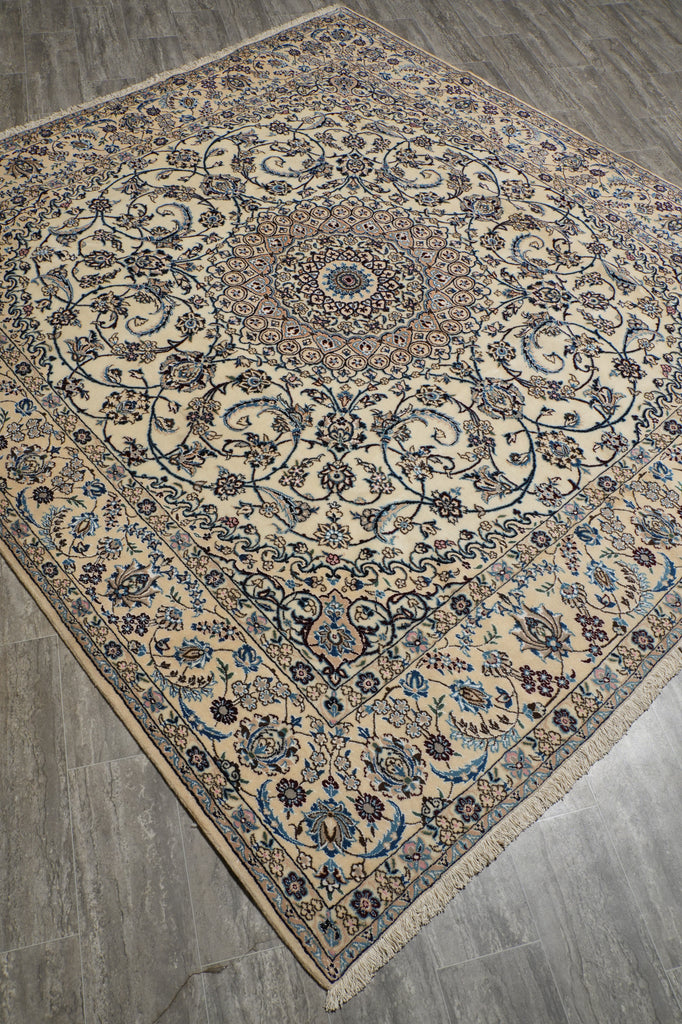 8 x 9 Squarish  Wool and Silk Persian High End Signed Nain Rug #PIX-21853