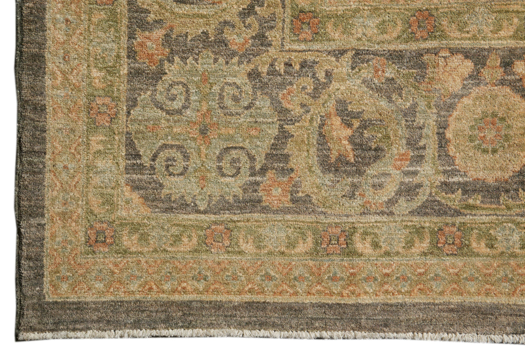 9 x 12.4 Neutral Autumn detailed New Handmade Chobi Peshawar Carpet #F-4186