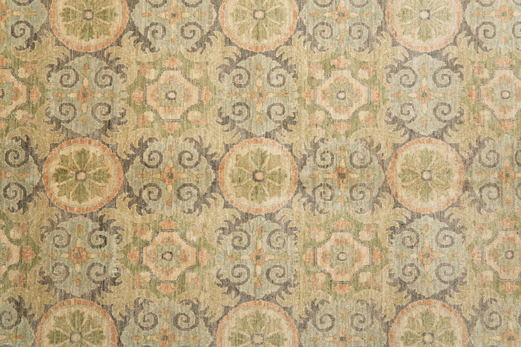 9 x 12.4 Neutral Autumn detailed New Handmade Chobi Peshawar Carpet #F-4186