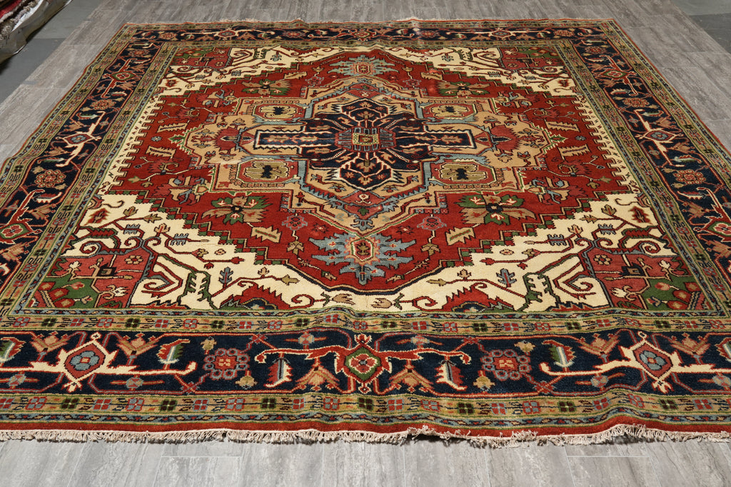 9.9 x 10.1 Square New Handmade Wool Heriz Serapi Rug #F-4495
