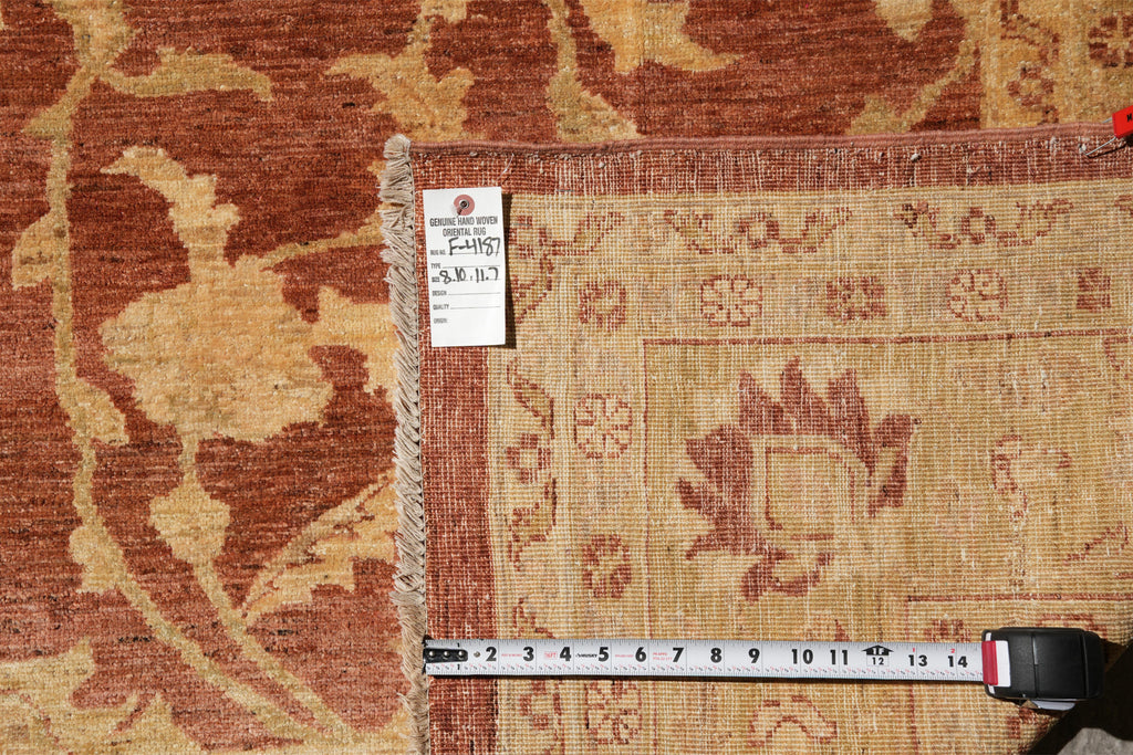 8.10 x 11.7 New Handmade Zigler Chobi Peshawar Rug Warm Rust Gold #F-4187