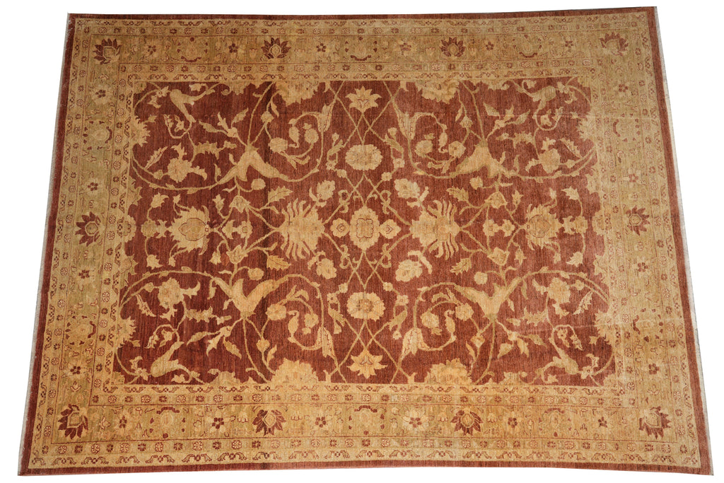 8.10 x 11.7 New Handmade Zigler Chobi Peshawar Rug Warm Rust Gold #F-4187