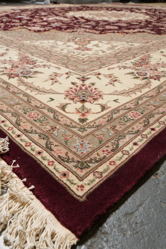 12 x 15 High Quality Handmade Wool and Silk Rug Burgundy #F-4496