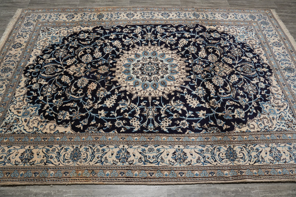 6.6 x 9.9 Persian Wool & Silk Nain Rug - IRAN #PIX-16892