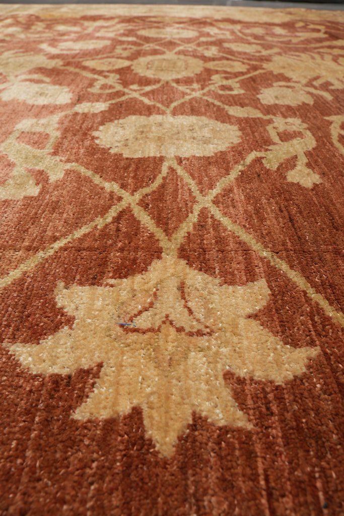 8.10 x 11.7 New Handmade Zigler Chobi Peshawar Rug Warm Rust Gold #F-4187