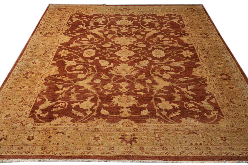 8.10 x 11.7 New Handmade Zigler Chobi Peshawar Rug Warm Rust Gold #F-4187
