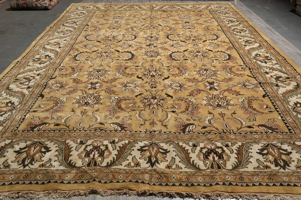12 x 18 New Handmade India Wool Rug Gold