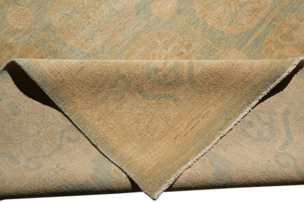 9.3 x 11.8 New Handmade Zigler Chobi Peshawar Rug Faded Green Gold #F-4188