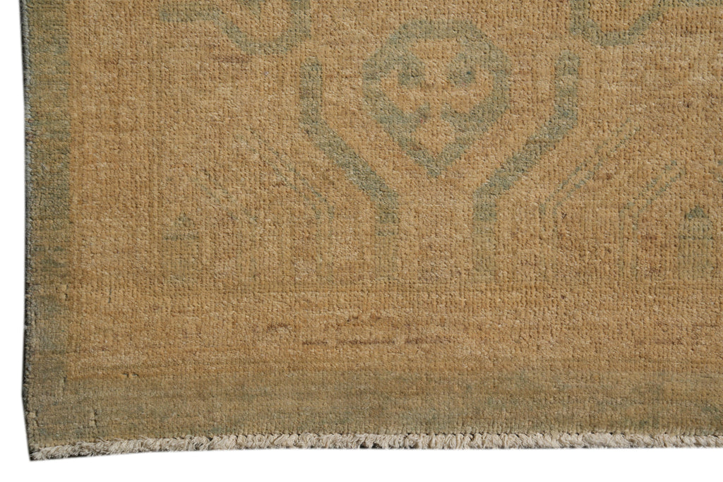 9.3 x 11.8 New Handmade Zigler Chobi Peshawar Rug Faded Green Gold #F-4188