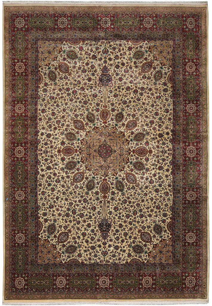 11.8 x 16.3 High Quality 400 KPSI Authentic Persian Tabriz Rug Sheik Safi  Iran 1980's #PIX-15080