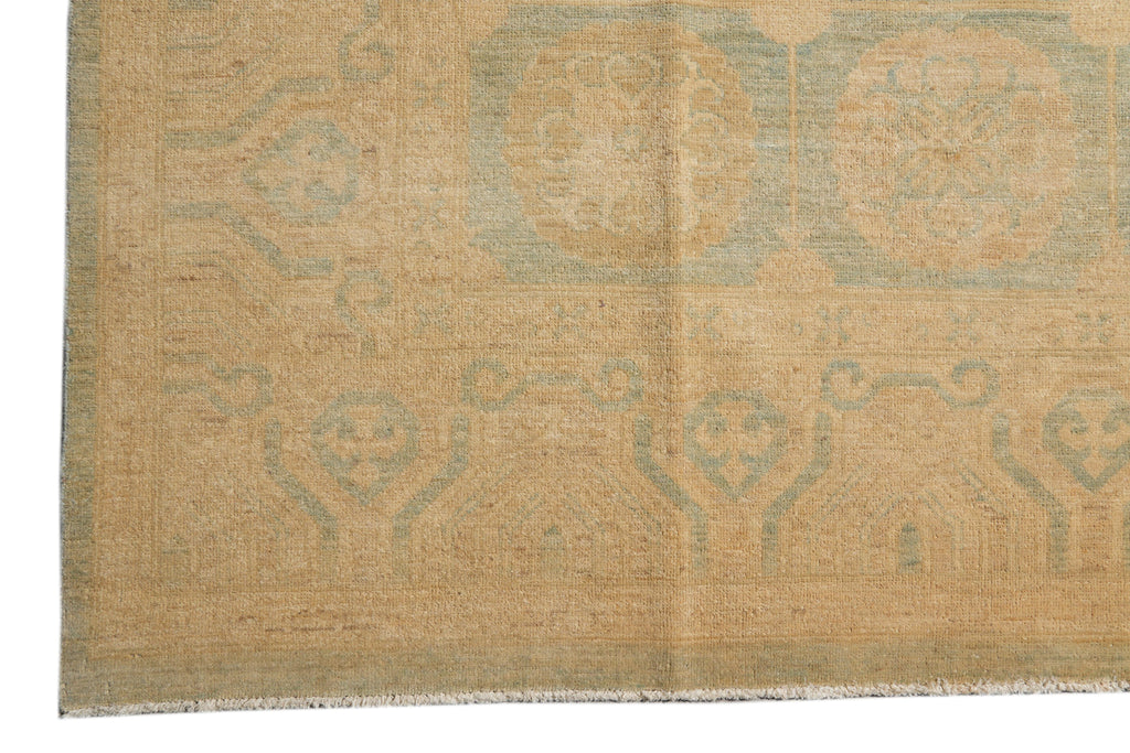 9.3 x 11.8 New Handmade Zigler Chobi Peshawar Rug Faded Green Gold #F-4188