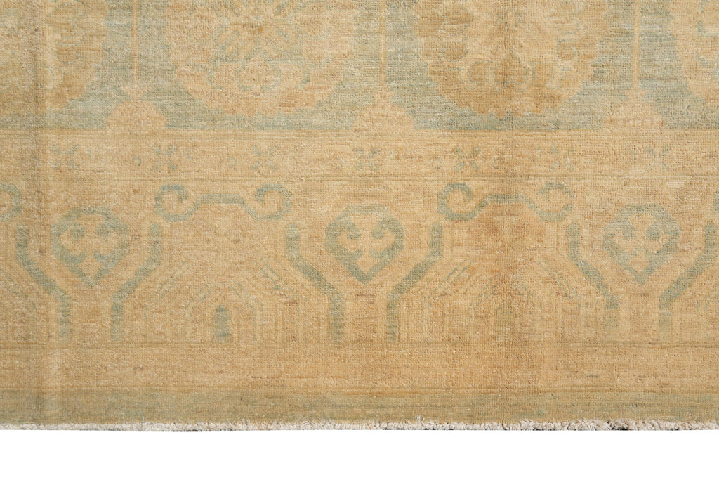9.3 x 11.8 New Handmade Zigler Chobi Peshawar Rug Faded Green Gold #F-4188