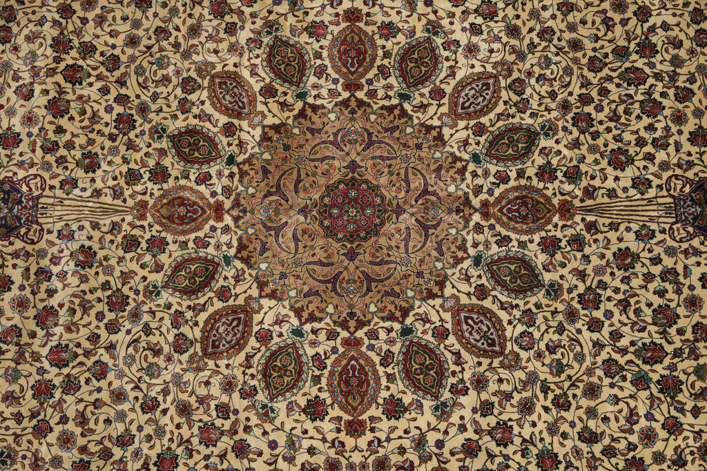 11.8 x 16.3 High Quality 400 KPSI Authentic Persian Tabriz Rug Sheik Safi  Iran 1980's #PIX-15080