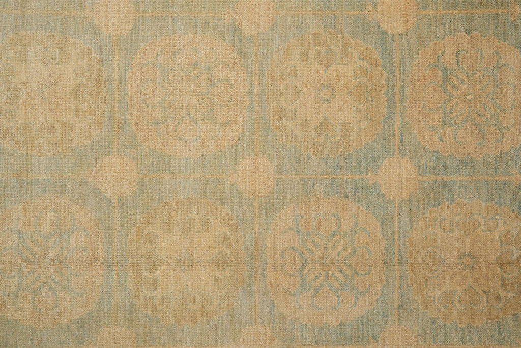 9.3 x 11.8 New Handmade Zigler Chobi Peshawar Rug Faded Green Gold #F-4188