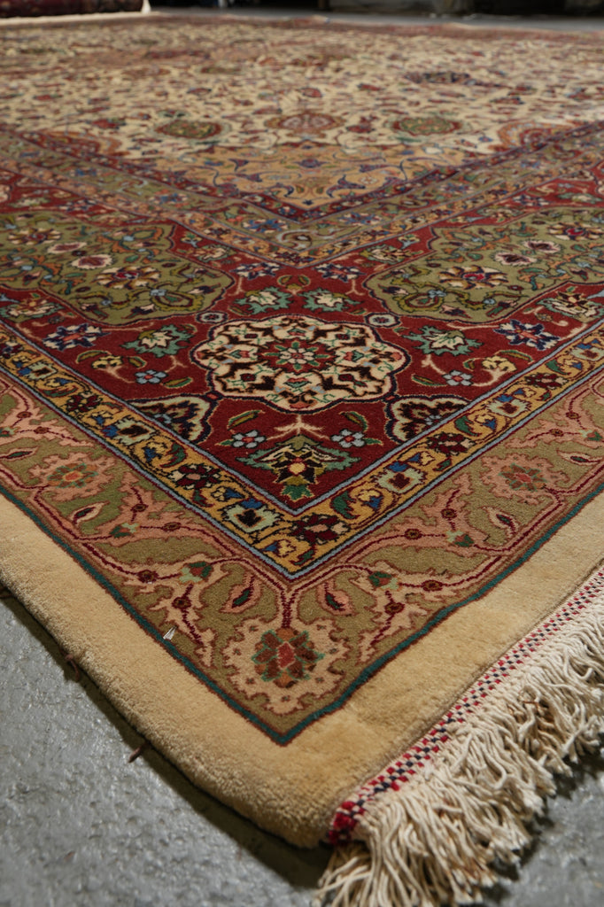 11.8 x 16.3 High Quality 400 KPSI Authentic Persian Tabriz Rug Sheik Safi  Iran 1980's #PIX-15080