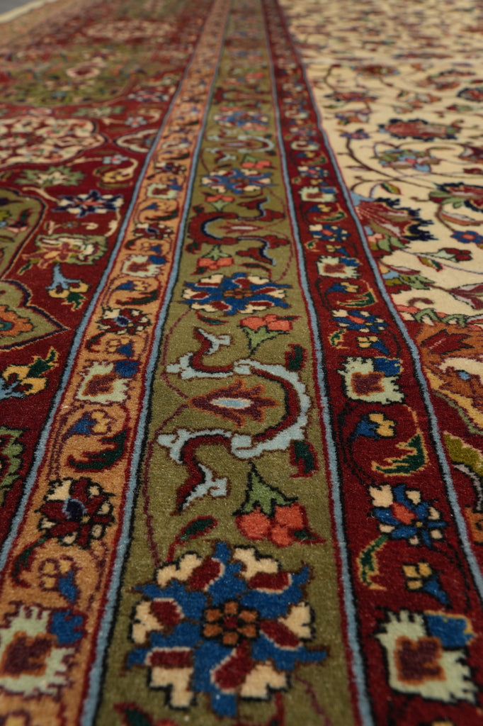 11.8 x 16.3 High Quality 400 KPSI Authentic Persian Tabriz Rug Sheik Safi  Iran 1980's #PIX-15080